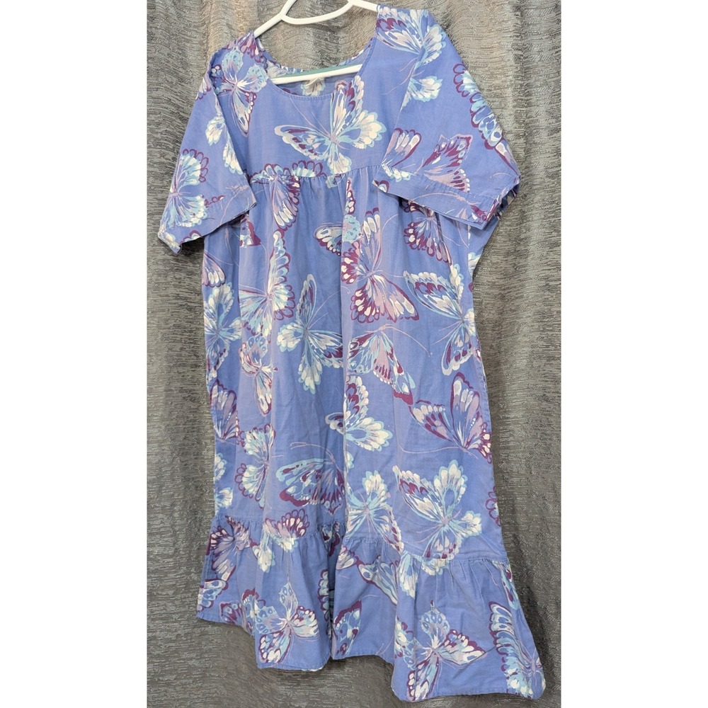 CW Classics House Dress XL 1X Multi Color Midi Muu Muu Butterfly Moo Moo